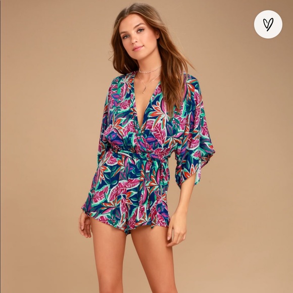 New Lulus Hypnotized Purple Print Romper size S - Picture 2 of 16